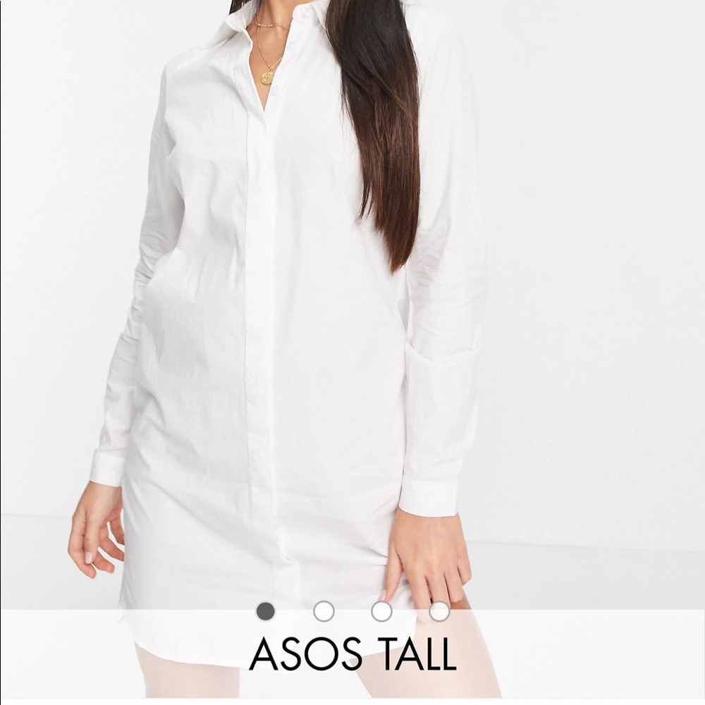NWT ASOS DESIGN Tall cotton mini shirt dress in white